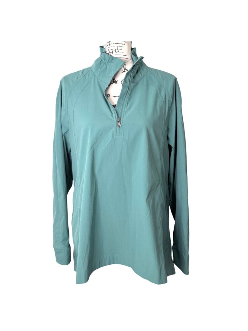 Athleta Women Size M Advantage Poplin Jacket Top 1/4 Zip Breathable Vented Teal